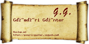 Gömöri Günter névjegykártya